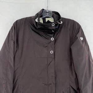 VTG Post Card Italy Women Brown Funnel Neck Lightweight Jacket Coat Size 4 Small